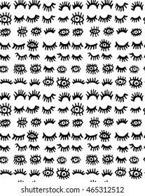 eyes and eyelashes seamless pattern