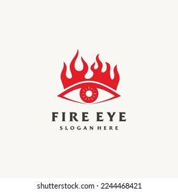 Eyes with fire flame red logo design icon vector