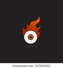 Eyes with Flames Black background Vector Art Illustration