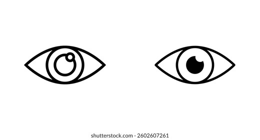 Eyes flat Icons in line outline and flat solid style on white background