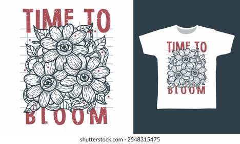 Eyes of the Flower Hand Drawn vector Tshirt Design