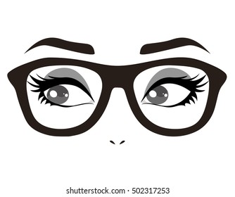Eyes with glasses