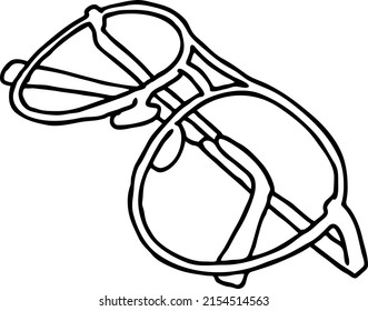 Gafas de ojos para leer libros, estudiar, mirar pc, mejor ver. Accesorios elegantes e inteligentes para un estilo de vida moderno y elegante. Ilustración vectorial dibujada a mano. Sencillo dibujo de línea negra.