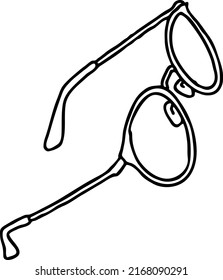 Gafas de ojos para leer libros, estudiar, mirar pc, mejor ver. Accesorios elegantes e inteligentes para un estilo de vida moderno y elegante. Ilustración vectorial retro dibujada a mano. Dibujo de la línea de dibujos animados.