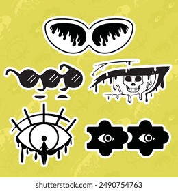 "Eyes and Glasses Sticker Logo" ideal für Aufkleber, Merchandise und Bekleidungsdesigns. Dieses Paket bietet hochwertige, auffällige Designs, einfach zu bedienen und skalierbar.