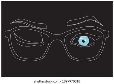 Eyes with glasses white line vector