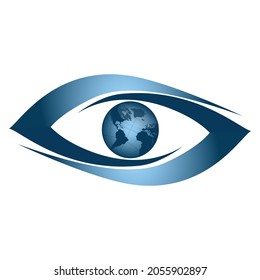 Eyes And Globe, Vision Logo Vector Design Template.