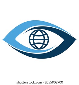 Eyes And Globe, Vision Logo Vector Design Template.