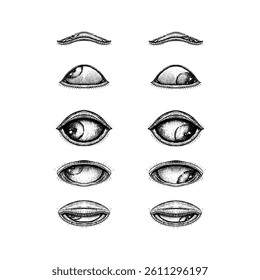 eyes hand drawing vector isolated on white background.