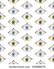 Eyes hand drawn seamless vector pattern