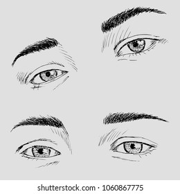 Eyes hand drawn. Sketch. Set