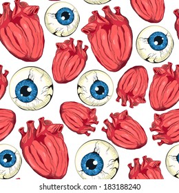 Eyes And Heart Seamless Pattern
