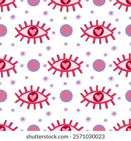 Eyes, hearts, valentine's day, scandinavian style, perfect for fabric, wrapping paper, textile, baby bedding, wallpaper, pajamas.