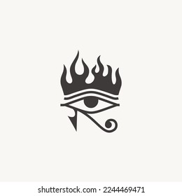 Eyes of horus with fire flame logo design icon vector