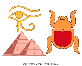 Ojos de Horus Pirámides de Giza Scarab escarabajo símbolo antiguo Egipto creencia culto historia artículo cosas Dios Horus ilustración de diseño