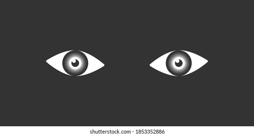 Eyes human graphic icon. Gaze someone sign isolated on black background. Man view symbol. Vector illustration