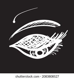 Eyes icon isolated. Optical pictogram, eyesight silhouette, eye symbol, view graphic element vector illustraton. Hand drawn imitation