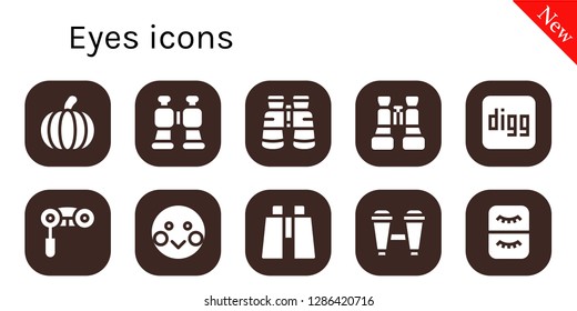  eyes icon set. 10 filled eyes icons. Simple modern icons about  - Pumpkin, Binoculars, Digg, Shy, Eyelash