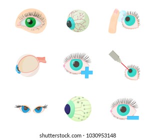 Eyes icon set. Cartoon set of eyes vector icons for web design isolated on white background