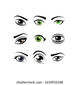 eyes icon set design, View look vision optical human see medicine watch outline and sight theme Vector illustration