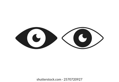 Eyes icon set. Filled outline, line and stroke style. Vector