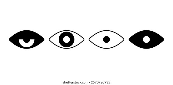 Eyes icon set. Filled outline, line and stroke style. Vector