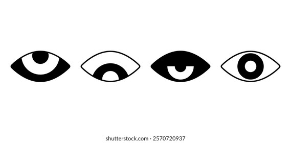 Eyes icon set. Filled outline, line and stroke style. Vector