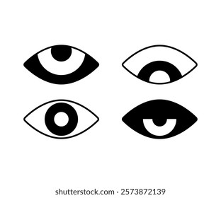 Eyes icon set. Filled outline, line and stroke style. Vector