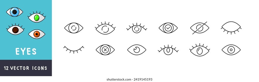 Eyes icon set. Eyes set. Linear style