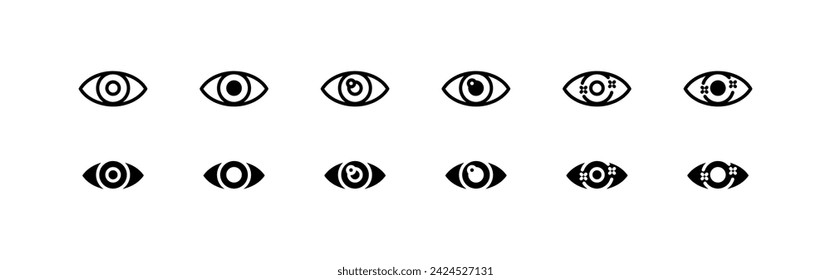 Eyes icon set. Linear style. Vector icons