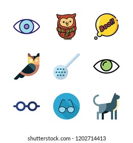 eyes icon set. vector set about boo, glasses, owl and skimmer icons set.