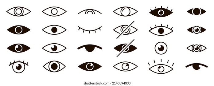 Eyes icon set vector and look icon