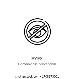 Eyes icon. Thin linear eyes outline icon isolated on white background from Coronavirus Prevention collection. Modern line vector sign, symbol, stroke for web and mobile