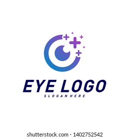 Eyes with Icons Health logo Design concept Vector. Health eye logo Template. Icon symbol.