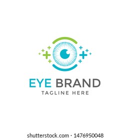 Eyes with Icons Health logo Vector. Health eye logo Template