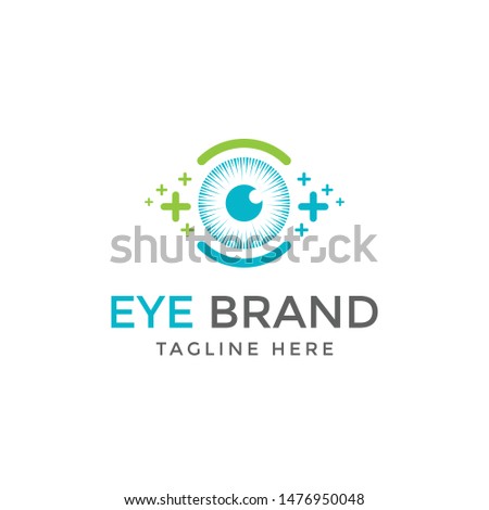 Eyes with Icons Health logo Vector. Health eye logo Template