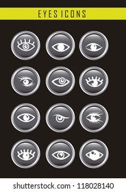 eyes icons over black background. vector illustration