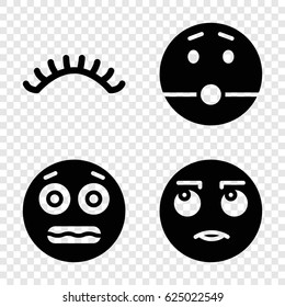 Eyes icons set. set of 4 eyes filled icons such as eyelashes, rolling eyes emot, shocked emoji