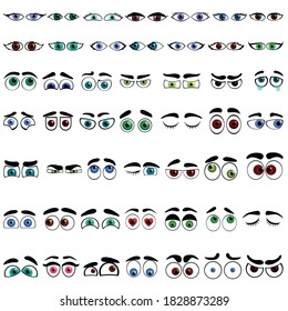 Eyes icons set. Cartoon set of eyes vector icons for web design