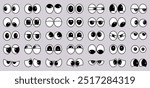 Eyes icons set, look or glance sign collection, comic cartoon eye expression isolated, cute eye in different emotions