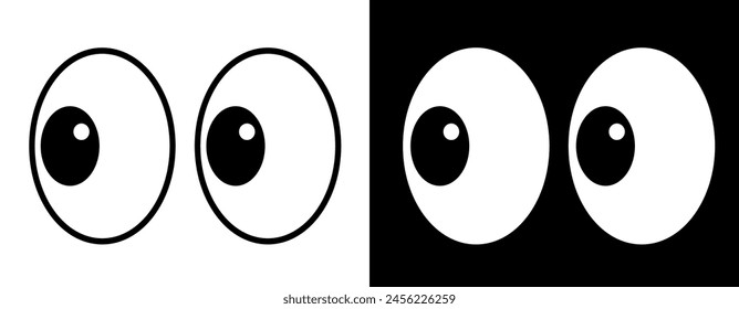 Conjunto de iconos de ojos, colección de signo de mirada o mirada, expresión de ojos aislados sobre fondo blanco y negro - Vector