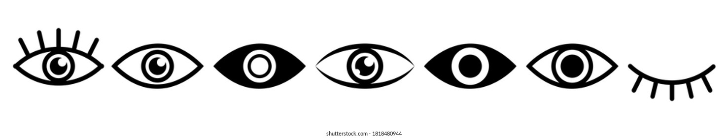 Eyes icons set. Vision signs isolated on white background. Vector illustration, EPS10.