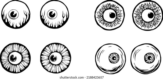 Eyes illustration. Iris decorative image. Circle vector line sketch.