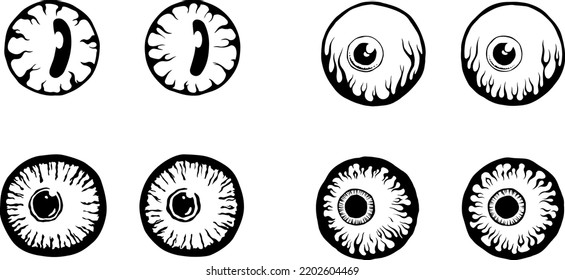 Eyes illustration. Iris decorative image. Circle vector line sketch.