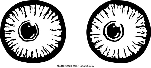 Eyes illustration. Iris decorative image. Circle vector line sketch.