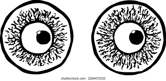 Eyes illustration. Iris decorative image. Circle vector line sketch.