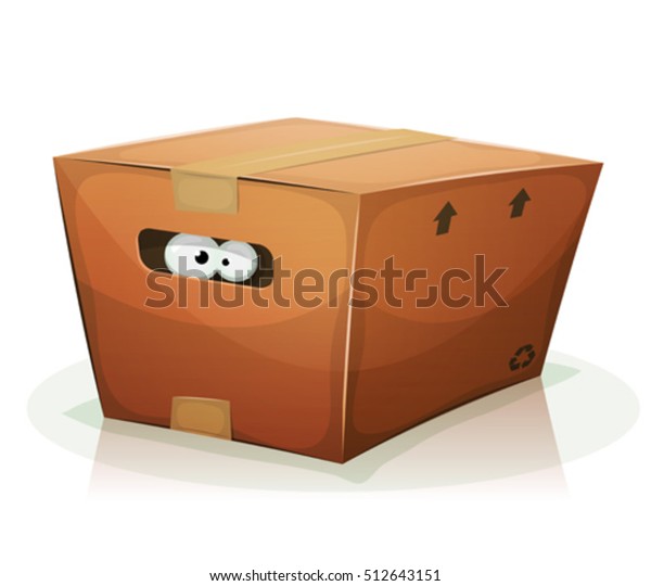 段ボール箱の中に目 ダンボール箱の柄の後ろから見た 動物のキャラクターの目や動物の様子を描いたイラスト のベクター画像素材 ロイヤリティフリー