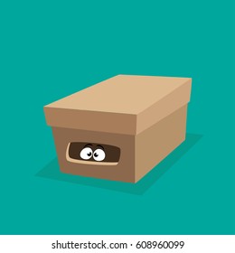 Eyes Inside Cardboard Box/Illustration