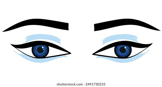 Eyes iris set in dark blue color