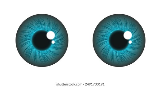 Eyes iris set in green-blue color